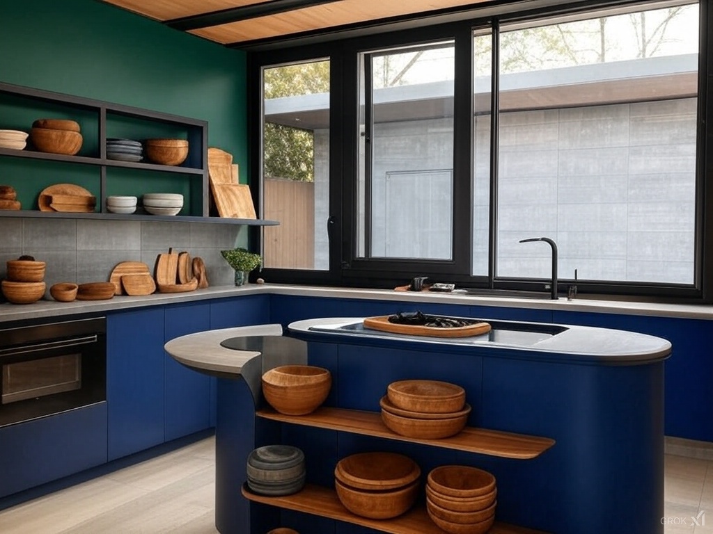 Kitchen with wooden decorative items