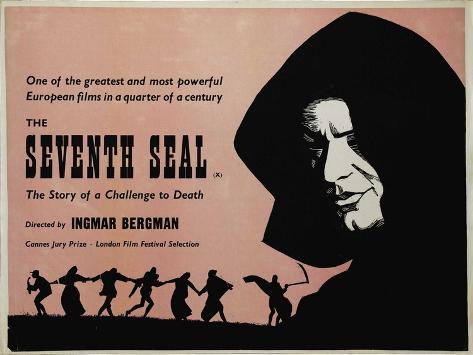 Art Print: The Seventh Seal, UK Movie Poster, 1957, 12x9in.