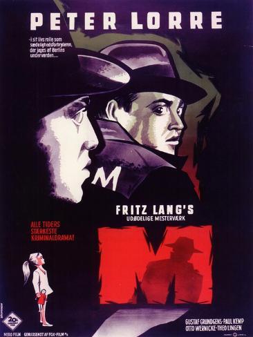 Art Print: M, Belgian Movie Poster, 1931, 12x9in.