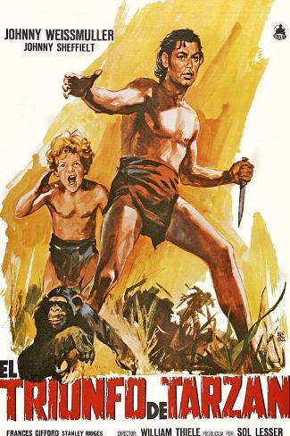 Art Print: Tarzan Triumphs, Spanish Movie Poster, 1943, 18x12in.