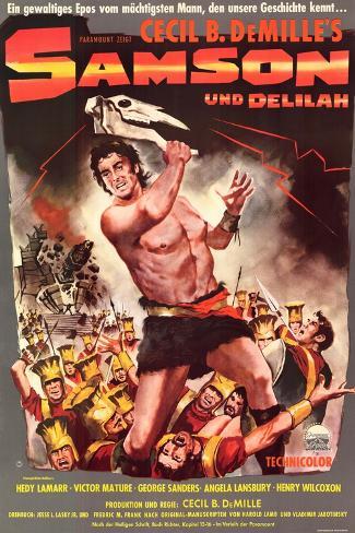 Art Print: Samson & Delilah, German Movie Poster, 1949, 18x12in.