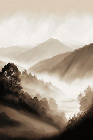 Art Print: Mountain Landscape I by Lana Kristiansen: 18x12in