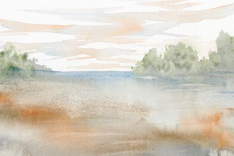 Art Print: Peach Blue Landscape 1 by Patti Bishop: 18x12in