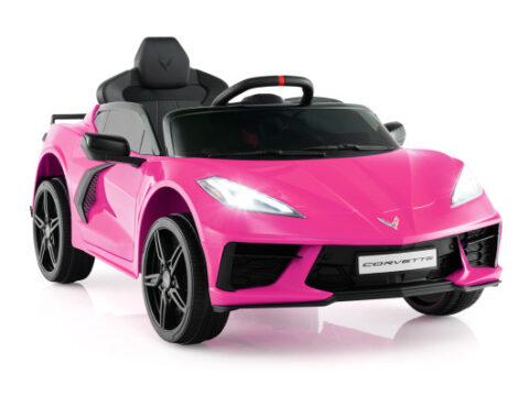 12V Electric Kids Ride On Car Licensed Chevrolet Corvette C8 with Remote Control Ages 3+ Years Old-Pink