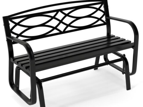 2-Person Outdoor Glider Bench with Metal Frame-Black