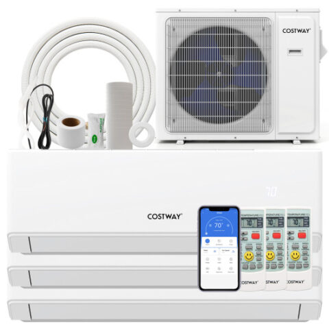36000 BTU 3 Zone 23 SEER2 Mini Split Air Conditioner Wifi Enabled with Heat Pump-9K + 12K + 18K