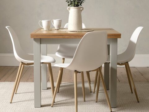Simply Cotswold Pebble Grey 2-4 Seater Dining Table and 4 Dining Chairs
