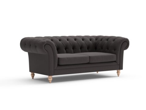 Harris Chesterfield – Large 2 Seater – Bark – Chunky Cotton – Sofa – Grey Brown – The Cotswold Company