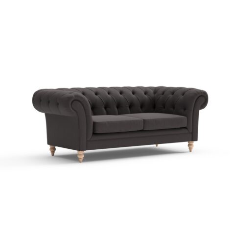 Harris Chesterfield – Large 2 Seater – Bark – Chunky Cotton – Sofa – Grey Brown – The Cotswold Company