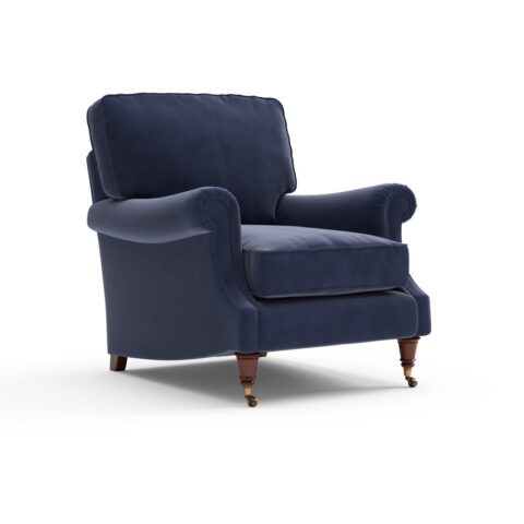 Taylor High Back – Armchair – Deep blue – Matt Velvet – The Cotswold Company