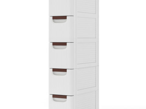 3/4/5/6-Drawer Rolling Organizer Unit Narrow Storage Cabinet with Built-In Wheels for Small Space-5-Drawer