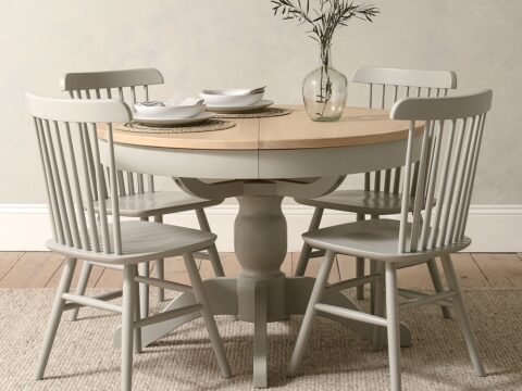 Chester Dove Grey 4-6 Seater Round Extending Dining Table