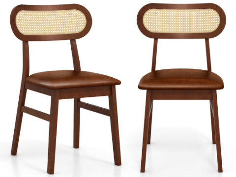 Indoor Mid Century Wood Dining Chairs Set of 2 for Dining Room-Coffee