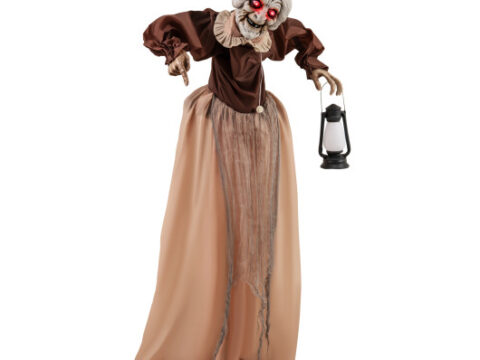 Life-Size Halloween Animatronic Moving and Talking Old Lady Hag Prop