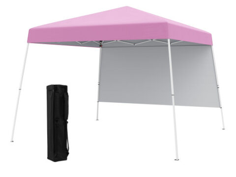 8 X 8 Feet Pop up Canopy Tent with 1 Sidewall and Portable Backpack-Pink