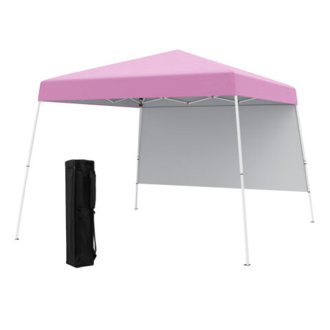 8 X 8 Feet Pop up Canopy Tent with 1 Sidewall and Portable Backpack-Pink