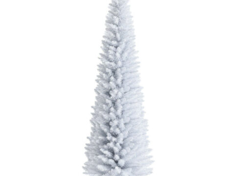 7 Feet Unlit Artificial Slim Christmas Pencil Tree with Metal Stand-7 ft