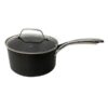Black Hard-Anodized Sauce Pan With Lid, 2.46Qt, Aluminum
