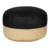 Crosby St. Tan & Black Color Block Textured Outdoor Pouf, 23" At Home, Polyester