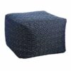 Honeybloom Blue Textured Outdoor Pouf, 20", Olefin