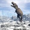 Art Print: Tyrannosaurus Rex Dinosaur in a Snowy Landscape: 12x9in