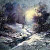 Art Print: Landscape With Winter Wood Small River by balaikin2009: 12x9in
