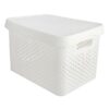 Real Simple White Storage Bin With Lid, Large, Plastic