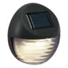 Set Of 4 2-Lumen Solar Black Circle Deck Light, Plastic