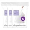 Simplehuman 3-Pack Custom Fit Liners, Code K, White, Plastic